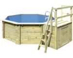 Hornbach Aufstellpool Holzpool-Set Karibu Classic 1B rund Ø 400x124 cm inkl. Leiter, Bodenschutzvlies & Sonnendeck Holz