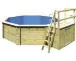 Hornbach Aufstellpool Holzpool-Set Karibu Classic 2B rund Ø 470x124 cm inkl. Leiter, Bodenschutzvlies & Sonnendeck Holz