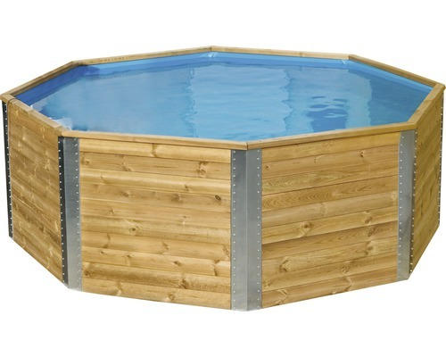 Aufstellpool Holzpool Weka 593A achteckig 376x376x116 cm ohne Zubehör Kieferholz