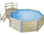 Hornbach Aufstellpool Holzpool-Set Weka 593B Grösse 2 achteckig 571x471 x116 cm inkl. Sandfilteranlage, Einbauskimmer, Filtersand, Aufstieg & Technikraum Kieferholz