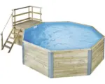 Hornbach Aufstellpool Holzpool-Set Weka 593B Grösse 2 achteckig 571x471 x116 cm inkl. Sandfilteranlage, Einbauskimmer, Filtersand, Aufstieg & Technikraum Kieferholz