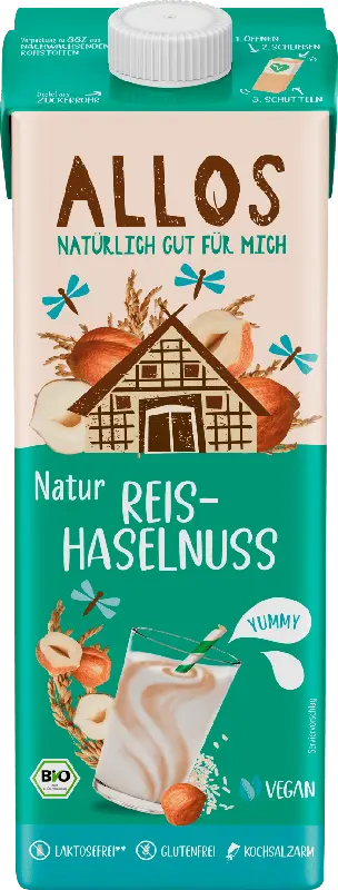 Allos Pflanzendrink Reis Haselnuss ungesüßt