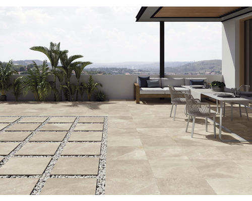 Feinsteinzeug Terrassenplatte Maverick Bone 60x60x2 cm rektifizierte