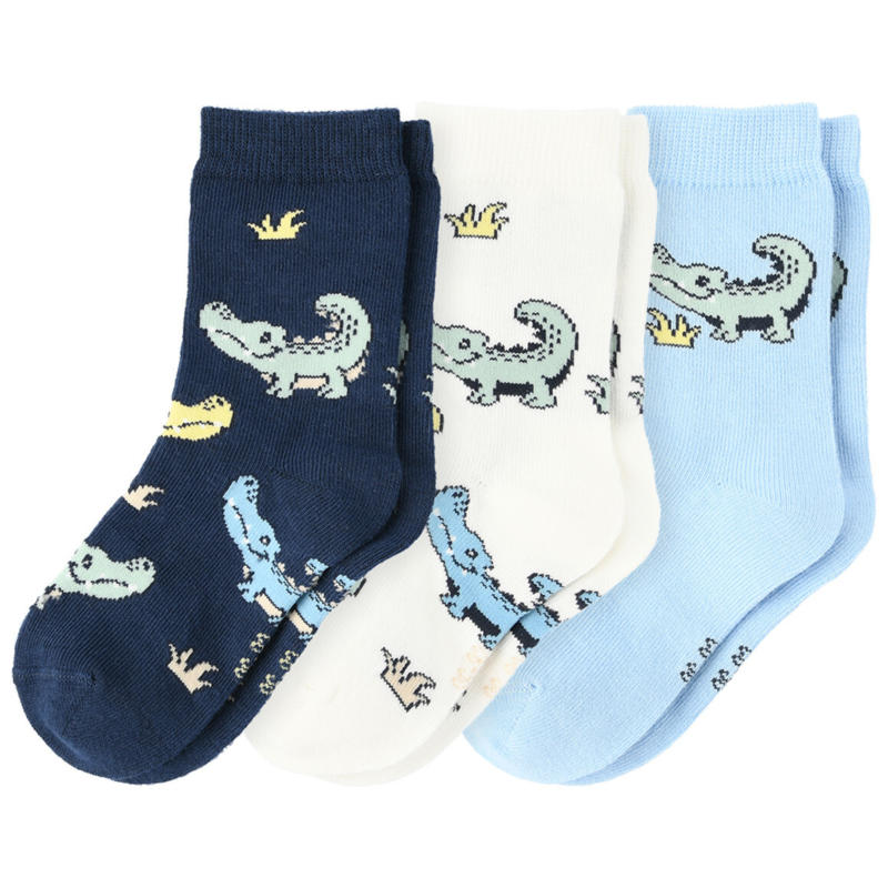 3 Paar Baby Socken mit Krokodil-Motiven