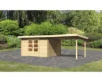 Hornbach Blockbohlenhaus Karibu Noorvik 7 mit Schleppdach 3 m 639 x 297 cm natur