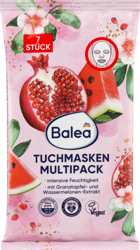 Balea Tuchmasken Multipack Granatapfel-Wassermelone