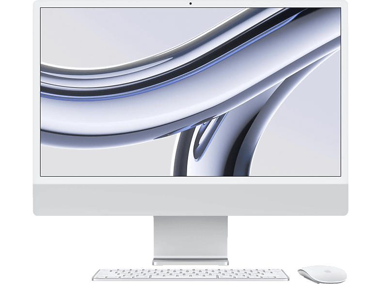 Apple iMac 24 Zoll (2023), M3 Chip 8-Core und 10-Core GPU, 8 GB RAM, 256 SSD, Retina 4.5K, Silber; All-in-One PC