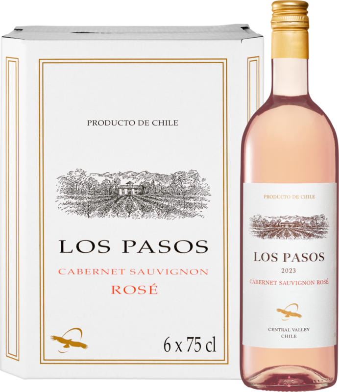 Los Pasos Cabernet Sauvignon Rosé , Cile, Central Valley, 2023, 6 x 75 cl