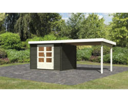 Gartenhaus Karibu Noorvik 3 inkl. Anbau 3 m 579 x 237 cm grau