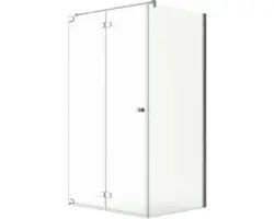 Drehfalttür mit Seitenwand Jungborn Sette 1200x900x2000 mm Türanschlag links Echtglas Klar hell chromoptik mit schmutzabweisender Glasbeschichtung