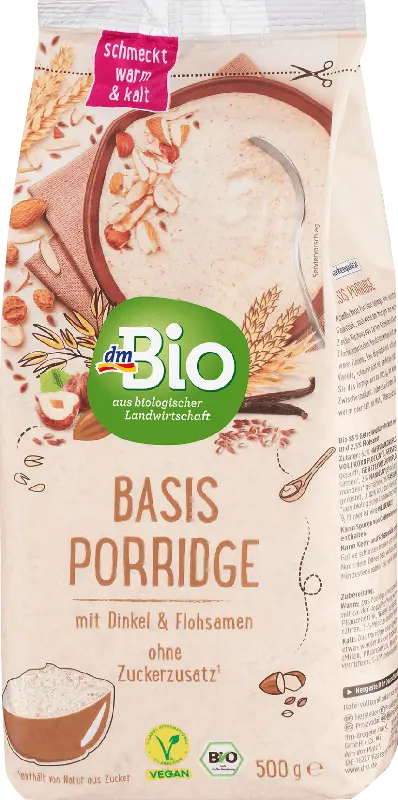 dmBio Porridge Basis mit Dinkel & Flohsamen