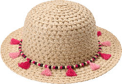 PUSBLU Strohhut mit pinkem Hutband, beige, Gr. 54/55