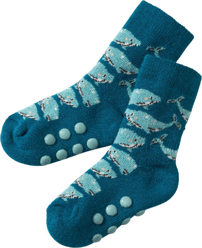 PUSBLU ABS Socken mit Wal-Muster, blau, Gr. 18/19