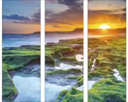 Glasbild Green & Orange Horizon 3er-Set 3x 30x80 cm GLA1883