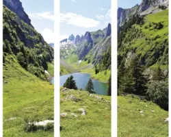 Glasbild Mountain Idyll l 3er-Set 3x 30x80 cm