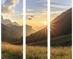 Glasbild Mountain Idyll lll 3er-Set 3x 30x80 cm