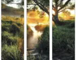 Hornbach Glasbild Misty landscape II 3er-Set 3x 30x80 cm