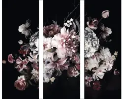 Glasbild Baroque Flowers IX 3er-Set 3x 30x80 cm