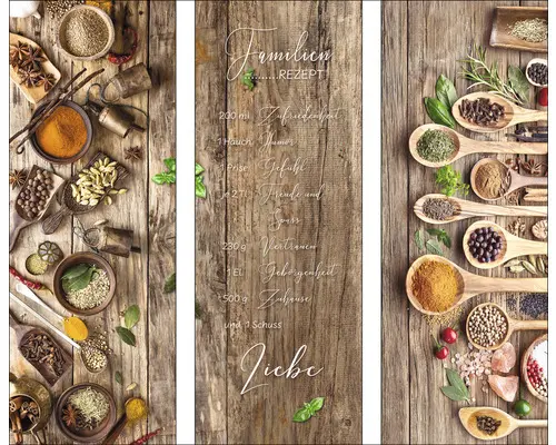 Glasbild Spices & Herbs I 3er-Set 3x 30x80 cm