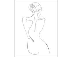 Glasbild Line Art Back View I 60x80