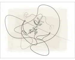 Glasbild Line Art Faces VI 80x60