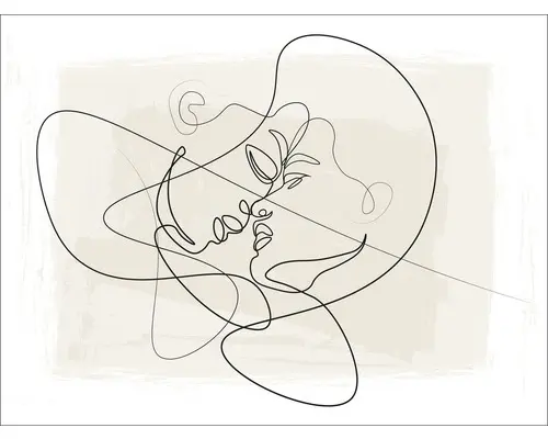 Glasbild Line Art Faces VI 80x60