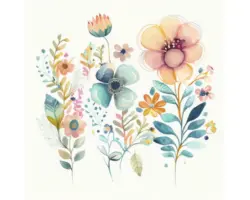 Glasbild Watercolor Flowers XIII 30x30 cm