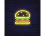 Hornbach Glasbild Neon Hamburger 30x30 cm