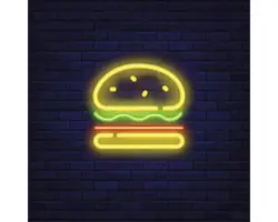 Glasbild Neon Hamburger 30x30 cm
