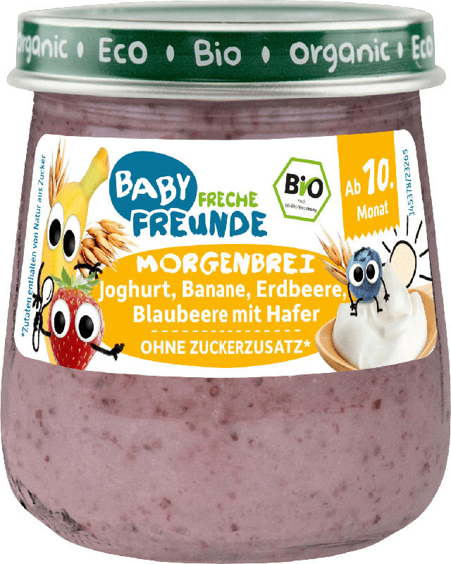 Freche Freunde Morgenbrei Joghurt, Banane, Erdbeere, Blaubeere mit Hafer ab 10 Monaten