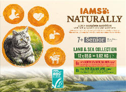 IAMS Nassfutter Katze Land & Sea Collection Naturally Mix, Senior, Multipack (12x85 g)