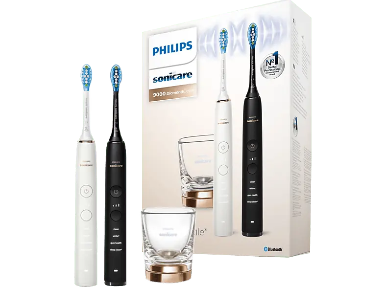 Philips HX9914/57 Sonicare DiamondClean9000 mit App, Duo Elektrische Schallzahnbürste im Doppelpack Rose Gold