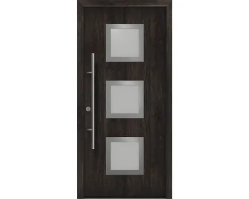 Haustür EcoStar ISOPRO Secur IPS 810S 1100 x 2100 mm Links night oak inkl. Beschlag-Set,Edelstahl Stangengriff,Sicherheitsprofilzylinder mit 5 Schlüsseln