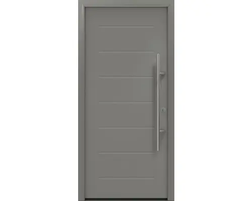 Haustür EcoStar ISOPRO Secur IPS 015 1100 x 2100 mm Rechts RAL 9007 graualuminium matt inkl. Beschlag-Set,Edelstahl Stangengriff,Sicherheitsprofilzylinder mit 5 Schlüsseln