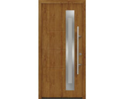 Haustür EcoStar ISOPRO Secur IPS 780S 1100 x 2100 mm Rechts golden oak inkl. Beschlag-Set,Edelstahl Stangengriff,Sicherheitsprofilzylinder mit 5 Schlüsseln