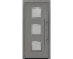 Haustür EcoStar ISOPRO Secur IPS 810S 1100 x 2100 mm Rechts RAL 9007 graualuminium matt inkl. Beschlag-Set,Edelstahl Stangengriff,Sicherheitsprofilzylinder mit 5 Schlüsseln