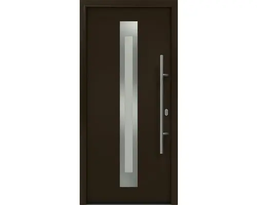 Haustür EcoStar ISOPRO IP 770S 1100 x 2100 mm Rechts RAL 8028 terrabraun inkl. Beschlag-Set,Edelstahl Stangengriff,Sicherheitsprofilzylinder mit 5 Schlüsseln
