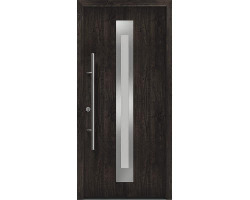 Haustür EcoStar ISOPRO Secur IPS 770S 1100 x 2100 mm Links night oak inkl. Beschlag-Set,Edelstahl Stangengriff,Sicherheitsprofilzylinder mit 5 Schlüsseln