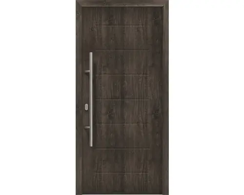 Haustür EcoStar ISOPRO IP 015 1100 x 2100 mm Links night oak inkl. Beschlag-Set,Edelstahl Stangengriff,Sicherheitsprofilzylinder mit 5 Schlüsseln