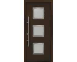 Haustür EcoStar ISOPRO Secur IPS 810S 1100 x 2100 mm Links RAL 8028 terrabraun inkl. Beschlag-Set,Edelstahl Stangengriff,Sicherheitsprofilzylinder mit 5 Schlüsseln