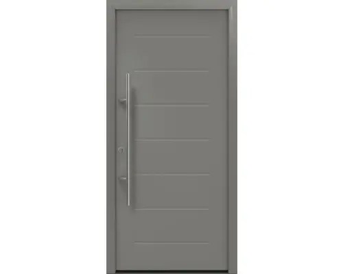 Haustür EcoStar ISOPRO Secur IPS 015 1100 x 2100 mm Links RAL 9007 graualuminium matt inkl. Beschlag-Set,Edelstahl Stangengriff,Sicherheitsprofilzylinder mit 5 Schlüsseln