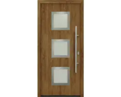 Haustür EcoStar ISOPRO IP 810S 1100 x 2100 mm Rechts golden oak inkl. Beschlag-Set,Edelstahl Stangengriff,Sicherheitsprofilzylinder mit 5 Schlüsseln