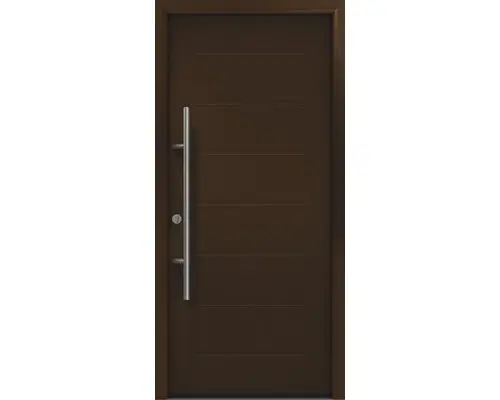 Haustür EcoStar ISOPRO Secur IPS 015 1100 x 2100 mm Links RAL 8028 terrabraun inkl. Beschlag-Set,Edelstahl Stangengriff,Sicherheitsprofilzylinder mit 5 Schlüsseln