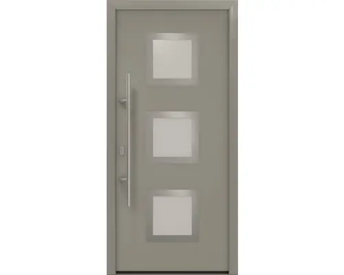 Haustür EcoStar ISOPRO IP 810S 1100 x 2100 mm Links RAL 9007 graualuminium matt inkl. Beschlag-Set,Edelstahl Stangengriff,Sicherheitsprofilzylinder mit 5 Schlüsseln