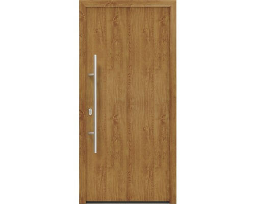 Haustür EcoStar ISOPRO IP 010 1100 x 2100 mm Links golden oak inkl. Beschlag-Set,Edelstahl Stangengriff,Sicherheitsprofilzylinder mit 5 Schlüsseln