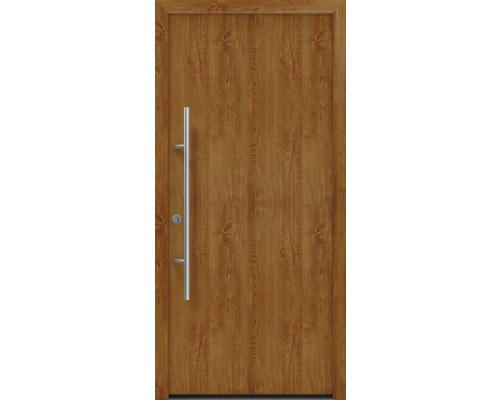 Haustür EcoStar ISOPRO Secur IPS 010 1100 x 2100 mm Links golden oak inkl. Beschlag-Set,Edelstahl Stangengriff,Sicherheitsprofilzylinder mit 5 Schlüsseln