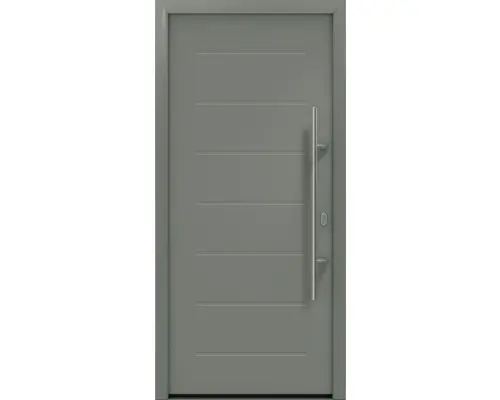 Haustür EcoStar ISOPRO IP 015 1100 x 2100 mm Rechts RAL 9007 graualuminium matt inkl. Beschlag-Set,Edelstahl Stangengriff,Sicherheitsprofilzylinder mit 5 Schlüsseln