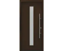 Haustür EcoStar ISOPRO Secur IPS 020S 1100 x 2100 mm Rechts RAL 8028 terrabraun inkl. Beschlag-Set,Edelstahl Stangengriff,Sicherheitsprofilzylinder mit 5 Schlüsseln