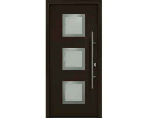 Haustür EcoStar ISOPRO IP 810S 1100 x 2100 mm Rechts RAL 8028 terrabraun inkl. Beschlag-Set,Edelstahl Stangengriff,Sicherheitsprofilzylinder mit 5 Schlüsseln