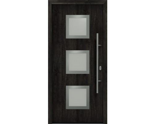 Haustür EcoStar ISOPRO IP 810S 1100 x 2100 mm Rechts night oak inkl. Beschlag-Set,Edelstahl Stangengriff,Sicherheitsprofilzylinder mit 5 Schlüsseln